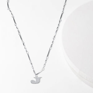 Letter Necklace (J) - Silver